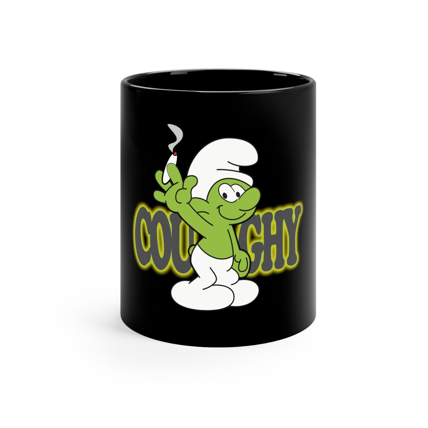 Coughy Character 11oz Black Mug